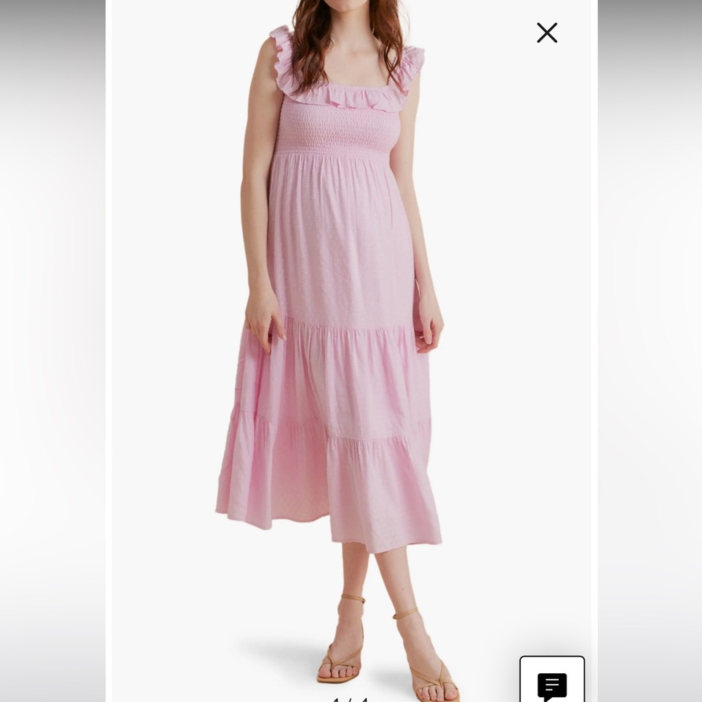 Pink Ruffled Maternity Sleeveless Dress